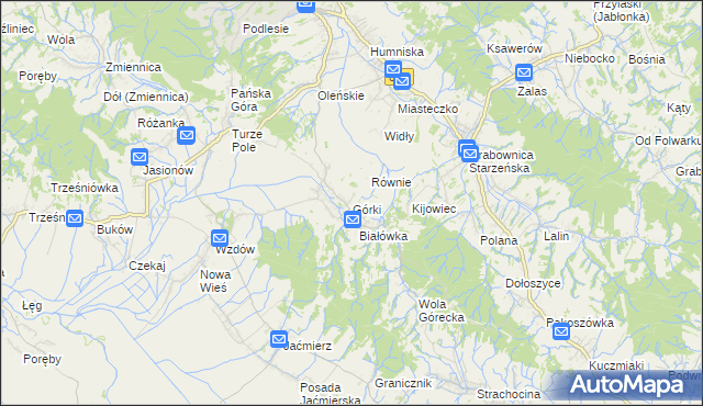 mapa Górki gmina Brzozów, Górki gmina Brzozów na mapie Targeo