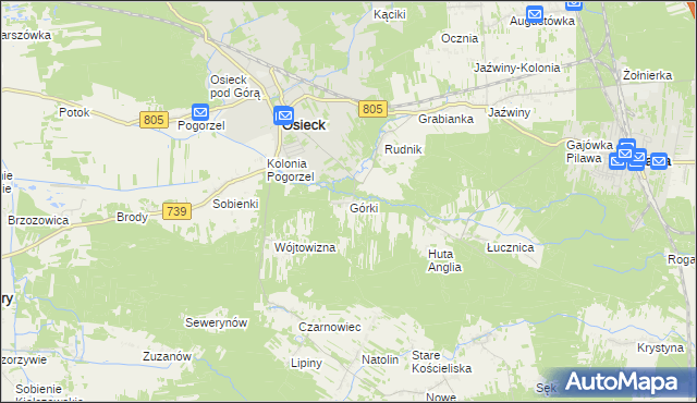 mapa Górki gmina Osieck, Górki gmina Osieck na mapie Targeo