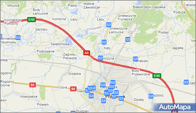 mapa Gorliczyna, Gorliczyna na mapie Targeo
