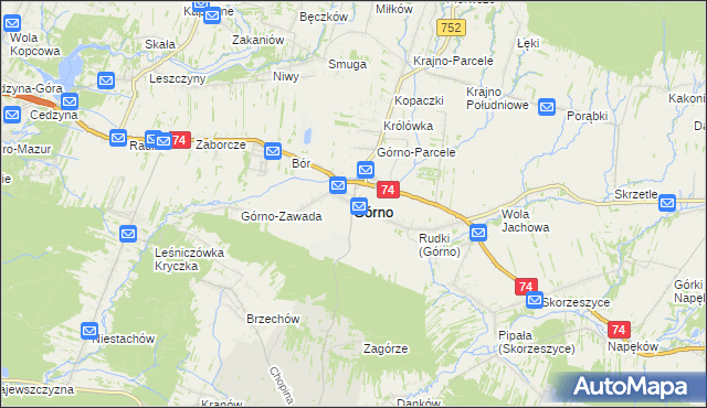 mapa Górno powiat kielecki, Górno powiat kielecki na mapie Targeo