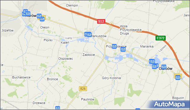 mapa Góry gmina Markuszów, Góry gmina Markuszów na mapie Targeo