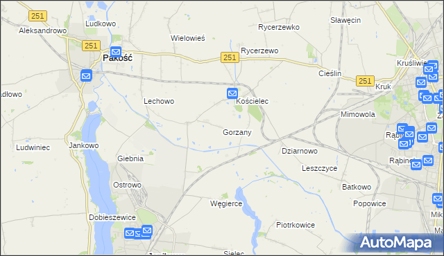 mapa Gorzany, Gorzany na mapie Targeo