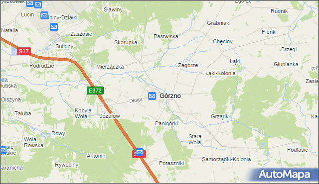 mapa Górzno powiat garwoliński, Górzno powiat garwoliński na mapie Targeo