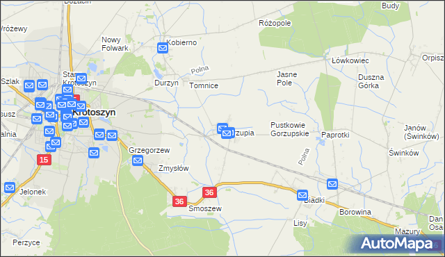 mapa Gorzupia gmina Krotoszyn, Gorzupia gmina Krotoszyn na mapie Targeo