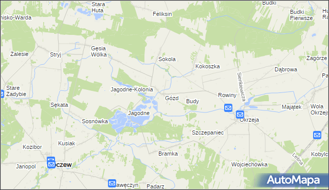 mapa Gózd gmina Kłoczew, Gózd gmina Kłoczew na mapie Targeo