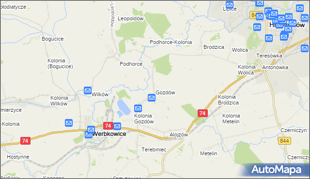 mapa Gozdów gmina Werbkowice, Gozdów gmina Werbkowice na mapie Targeo
