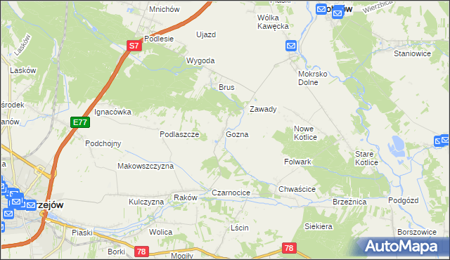 mapa Gozna, Gozna na mapie Targeo