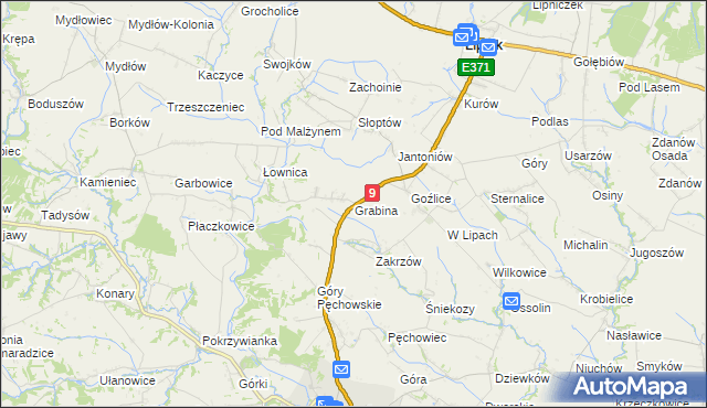mapa Grabina gmina Klimontów, Grabina gmina Klimontów na mapie Targeo