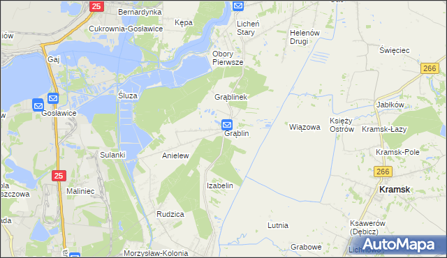 mapa Grąblin, Grąblin na mapie Targeo