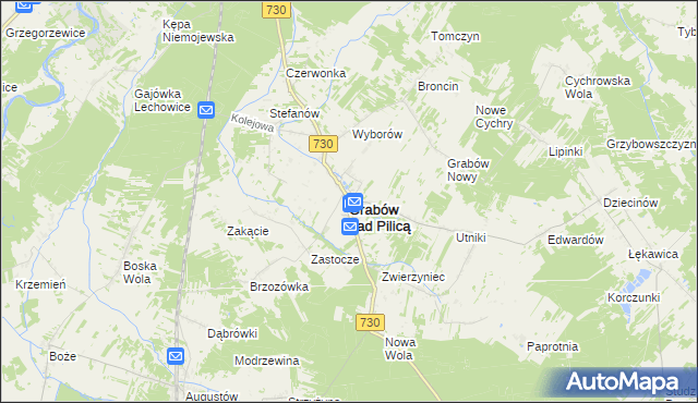 mapa Grabów nad Pilicą, Grabów nad Pilicą na mapie Targeo