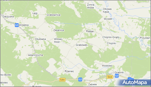 mapa Grabówek gmina Olszewo-Borki, Grabówek gmina Olszewo-Borki na mapie Targeo