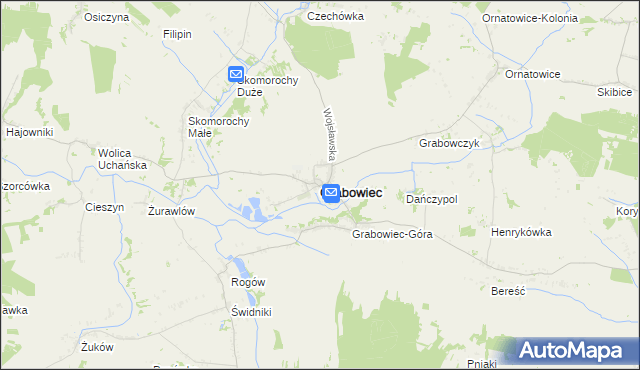 mapa Grabowiec powiat zamojski, Grabowiec powiat zamojski na mapie Targeo