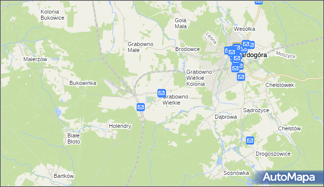 mapa Grabowno Wielkie, Grabowno Wielkie na mapie Targeo