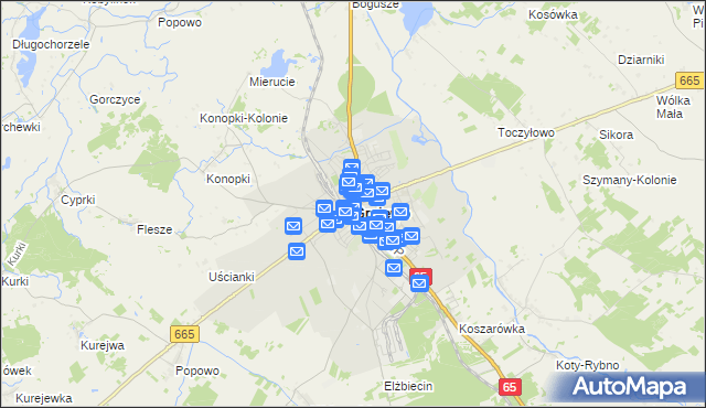 mapa Grajewo, Grajewo na mapie Targeo