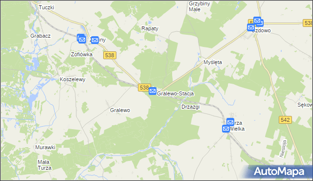 mapa Gralewo-Stacja, Gralewo-Stacja na mapie Targeo