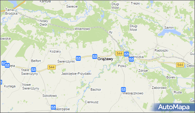 mapa Grążawy, Grążawy na mapie Targeo