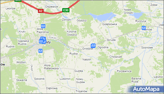 mapa Grodzisk gmina Mrozy, Grodzisk gmina Mrozy na mapie Targeo