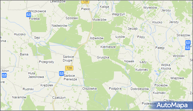 mapa Gruszka gmina Radoszyce, Gruszka gmina Radoszyce na mapie Targeo