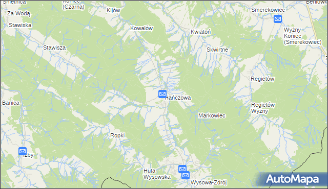 mapa Hańczowa, Hańczowa na mapie Targeo