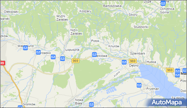 mapa Harklowa gmina Nowy Targ, Harklowa gmina Nowy Targ na mapie Targeo