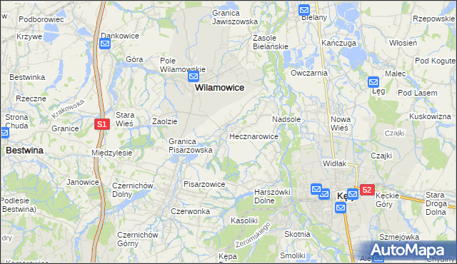 mapa Hecznarowice, Hecznarowice na mapie Targeo