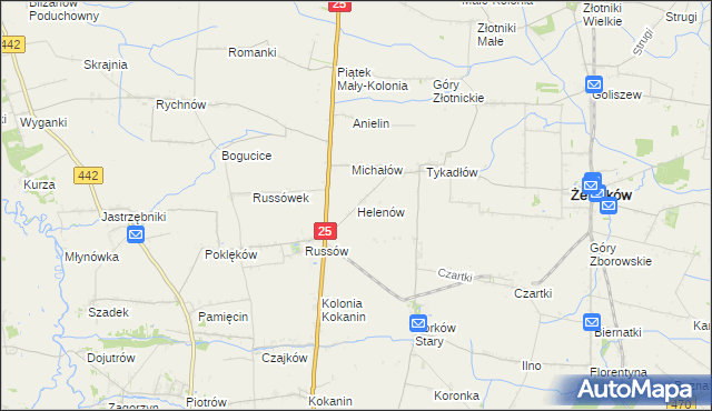 mapa Helenów gmina Żelazków, Helenów gmina Żelazków na mapie Targeo