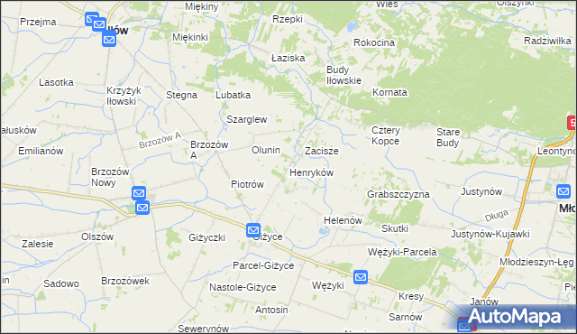 mapa Henryków gmina Iłów, Henryków gmina Iłów na mapie Targeo