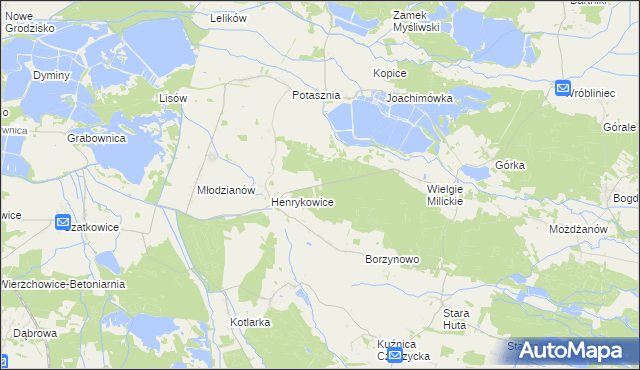 mapa Henrykowice Gajówka, Henrykowice Gajówka na mapie Targeo