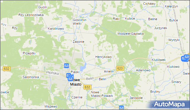 mapa Henrykowo gmina Nowe Miasto, Henrykowo gmina Nowe Miasto na mapie Targeo