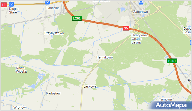 mapa Henrykowo gmina Święciechowa, Henrykowo gmina Święciechowa na mapie Targeo