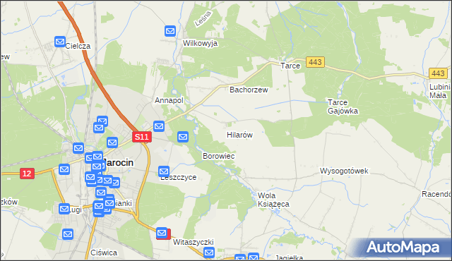 mapa Hilarów gmina Jarocin, Hilarów gmina Jarocin na mapie Targeo