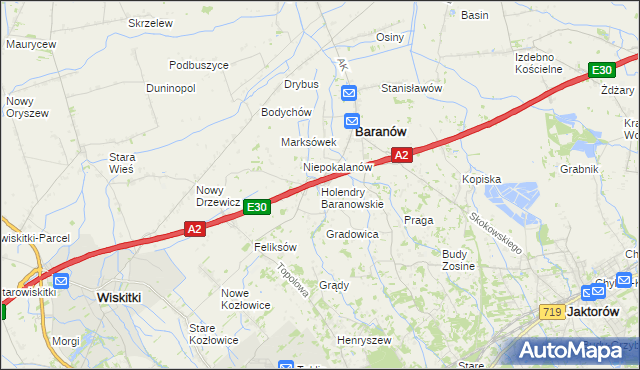 mapa Holendry Baranowskie, Holendry Baranowskie na mapie Targeo