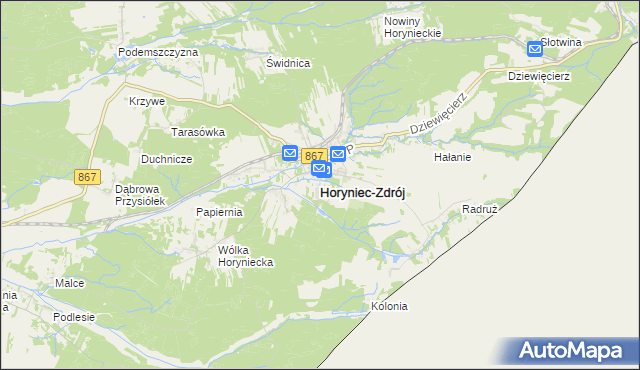 mapa Horyniec-Zdrój, Horyniec-Zdrój na mapie Targeo
