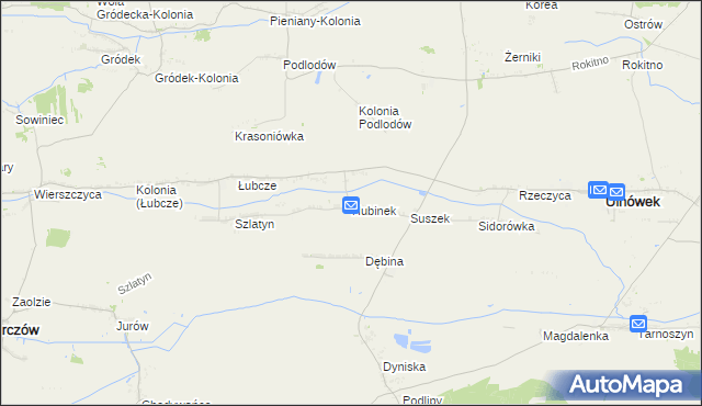 mapa Hubinek, Hubinek na mapie Targeo