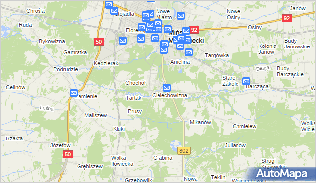 mapa Huta Mińska, Huta Mińska na mapie Targeo