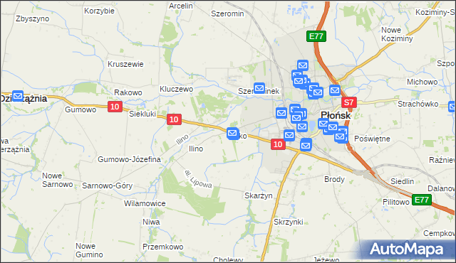 mapa Ilinko, Ilinko na mapie Targeo