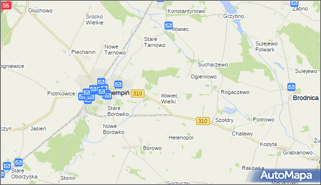 mapa Iłówiec Wielki, Iłówiec Wielki na mapie Targeo