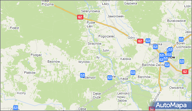 mapa Iły gmina Jadów, Iły gmina Jadów na mapie Targeo