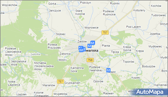 mapa Iwaniska, Iwaniska na mapie Targeo