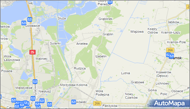 mapa Izabelin gmina Kramsk, Izabelin gmina Kramsk na mapie Targeo