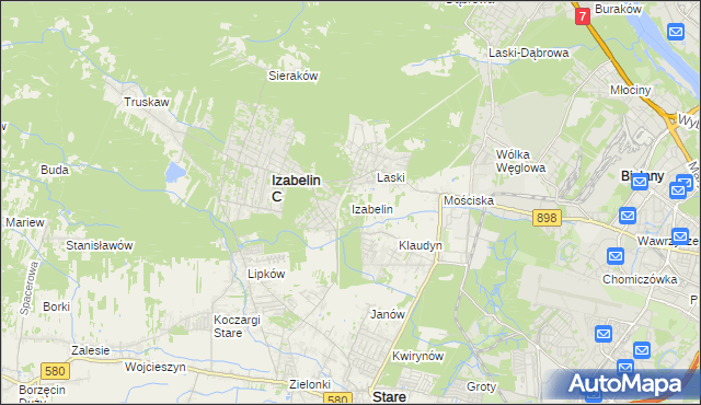 mapa Izabelin powiat warszawski zachodni, Izabelin powiat warszawski zachodni na mapie Targeo