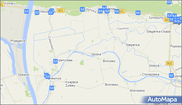 mapa Izbiska gmina Stegna, Izbiska gmina Stegna na mapie Targeo