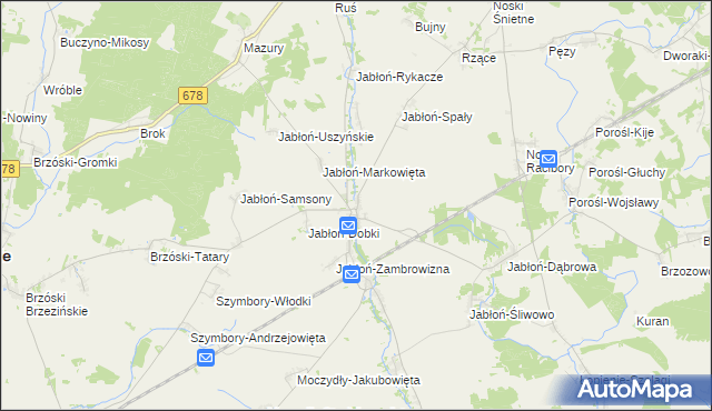 mapa Jabłoń Kościelna, Jabłoń Kościelna na mapie Targeo