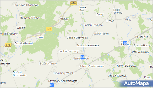 mapa Jabłoń-Markowięta, Jabłoń-Markowięta na mapie Targeo