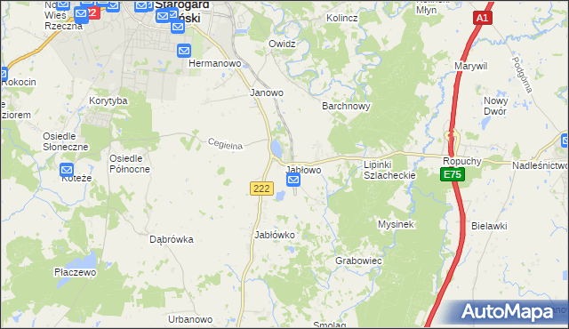 mapa Jabłowo, Jabłowo na mapie Targeo
