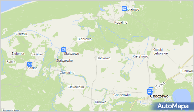 mapa Jackowo gmina Choczewo, Jackowo gmina Choczewo na mapie Targeo