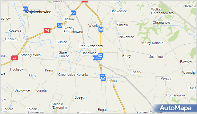 mapa Jakubowice gmina Ożarów, Jakubowice gmina Ożarów na mapie Targeo
