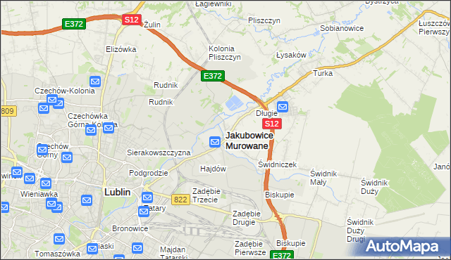 mapa Jakubowice Murowane, Jakubowice Murowane na mapie Targeo