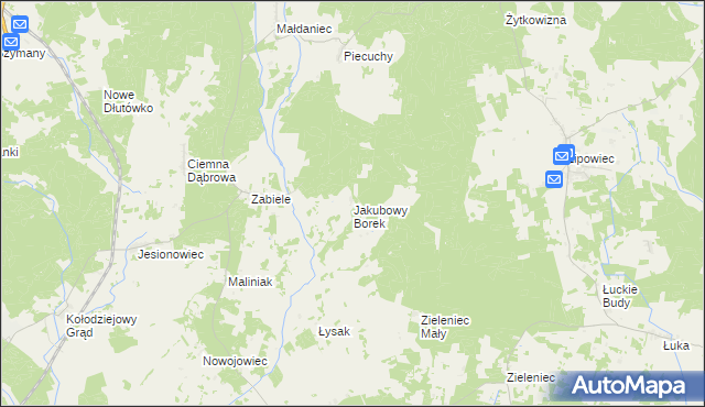 mapa Jakubowy Borek, Jakubowy Borek na mapie Targeo