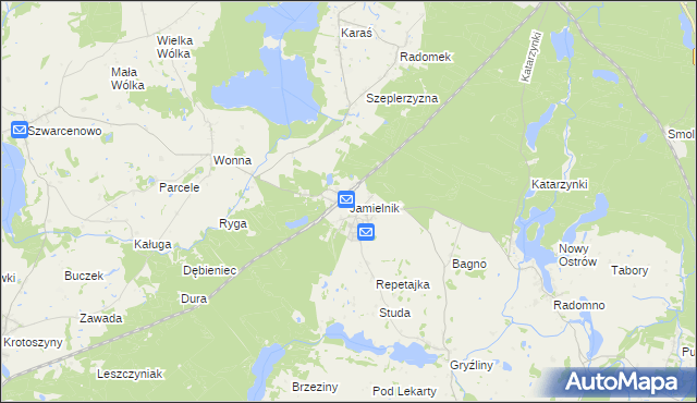 mapa Jamielnik gmina Nowe Miasto Lubawskie, Jamielnik gmina Nowe Miasto Lubawskie na mapie Targeo